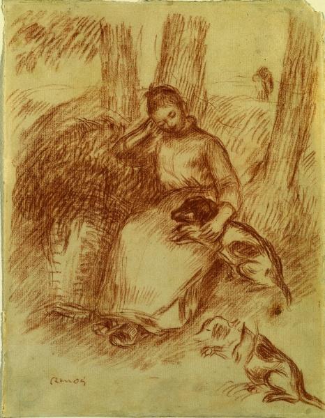 La Niña Campesina Con Perro — Pierre-auguste Renoir