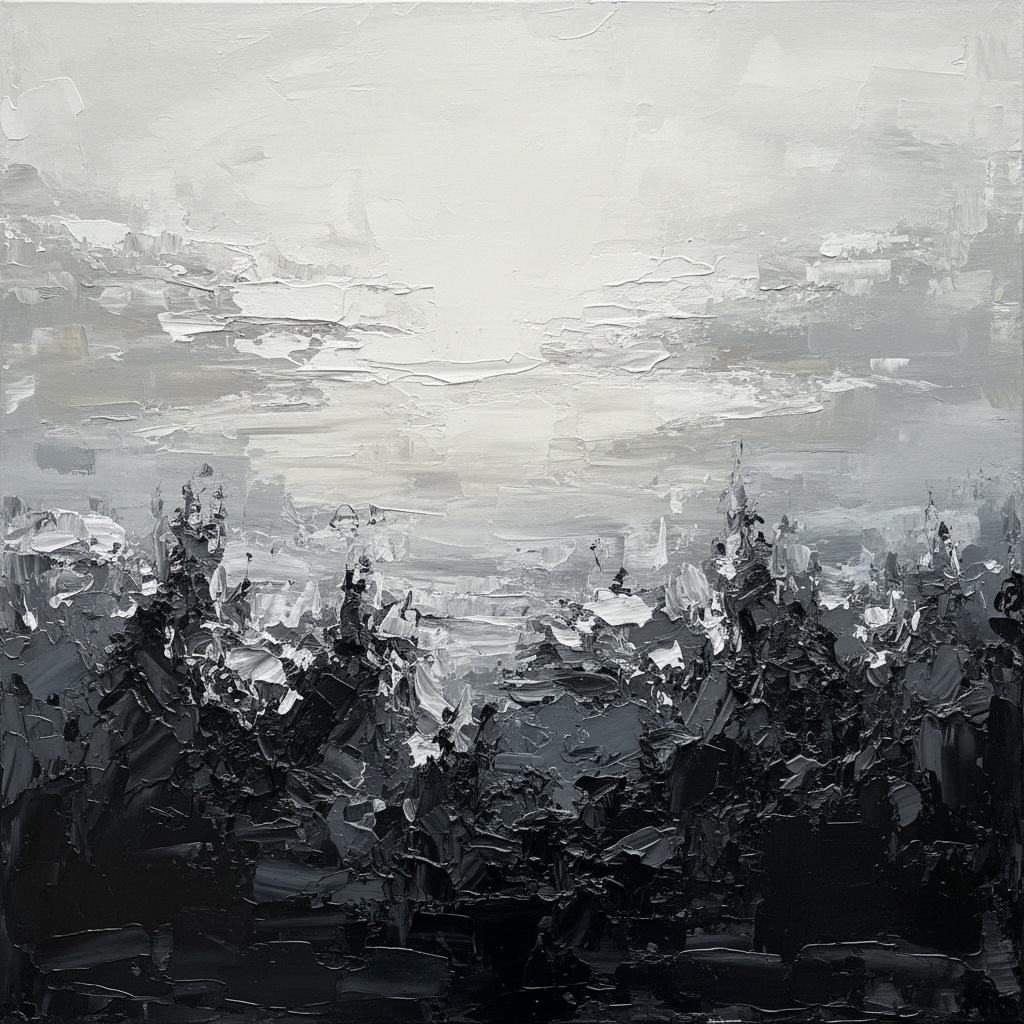 Monolithic Shadows Amidst The Ethereal Glow Of A Silent Winter Mist — David Moreau