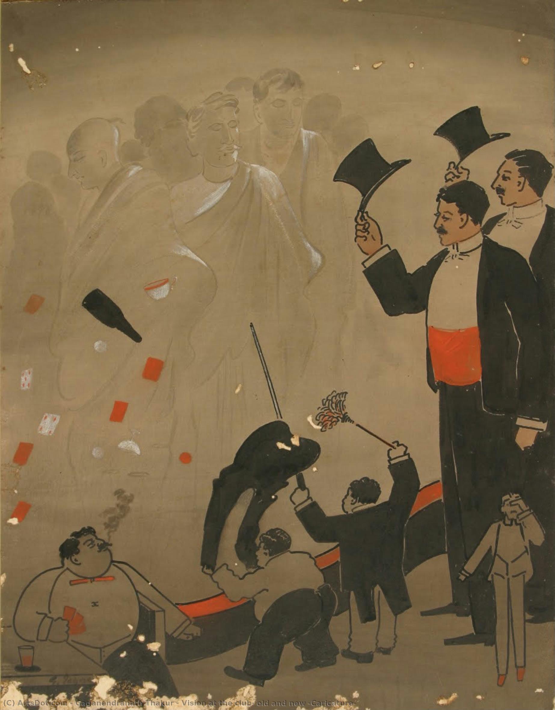 Vision At The Club, Old And New (caricature) — Gaganendranath Thakur