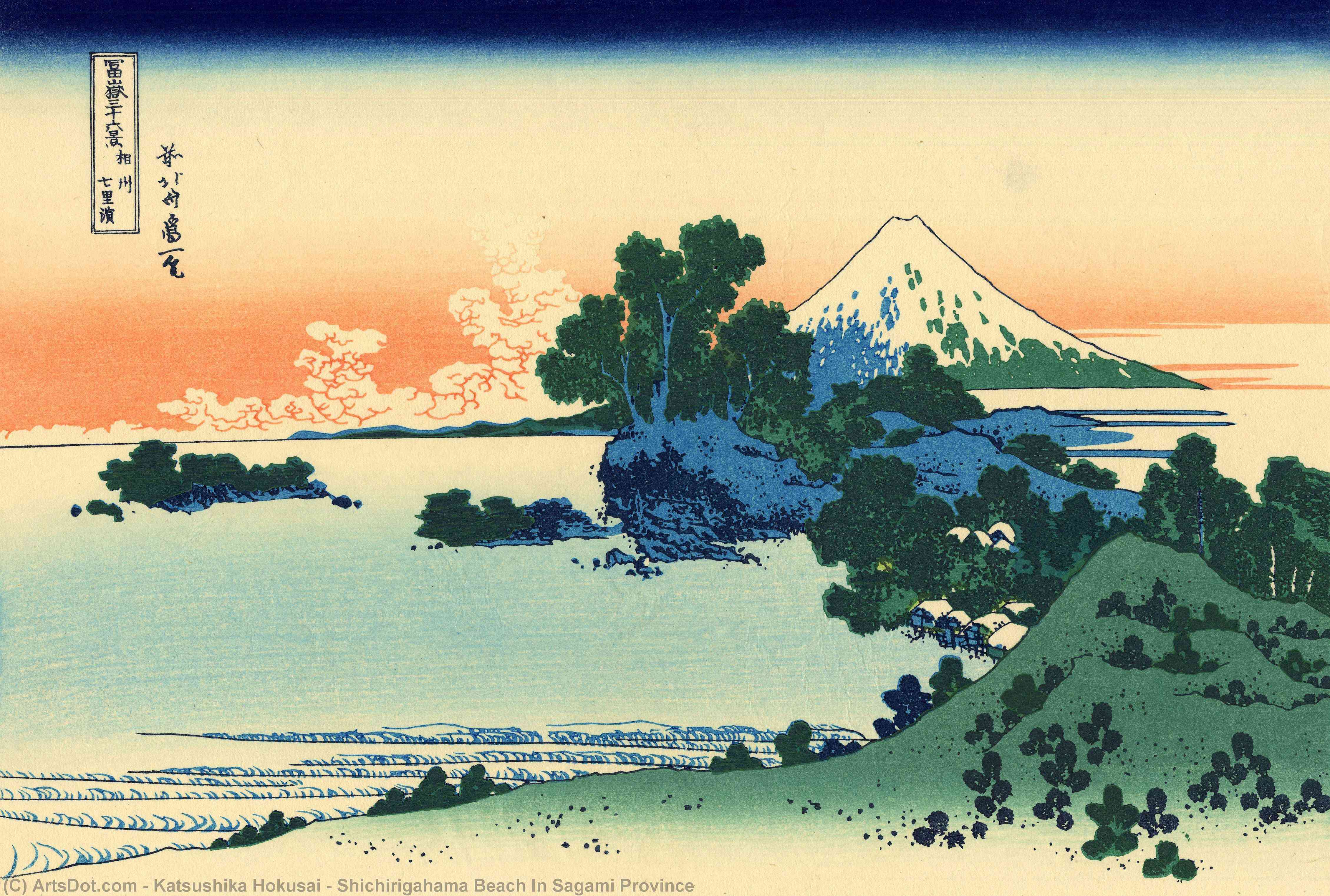 Playa De Shichirigahama En La Provincia De Sagami — Katsushika Hokusai