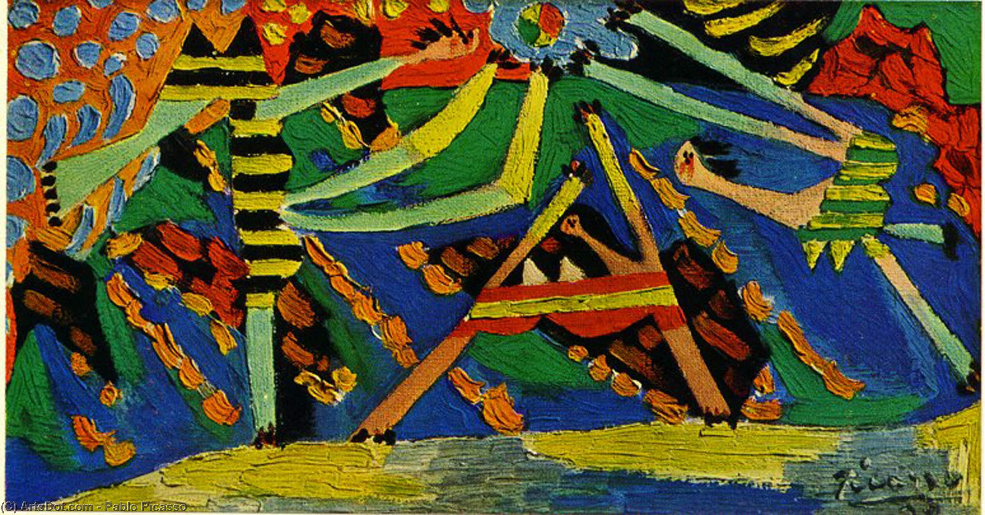 "on The Beach, Dinard" -> "en La Playa, Dinard" — Pablo Picasso