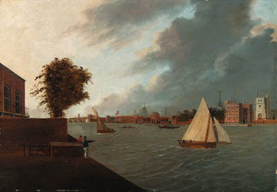 View From The North Bank Of The River Thames From Millbank, With Lambeth Palace, And St. Paul's Cathedral Beyond — Daniel Turner