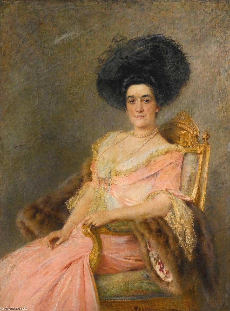 Lady In Pink (portrait Of Marina Ionina) — Konstantin Yegorovich Makovsky