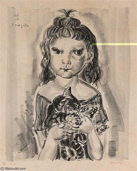 Girl With Cat — Léonard Tsuguharu Foujita