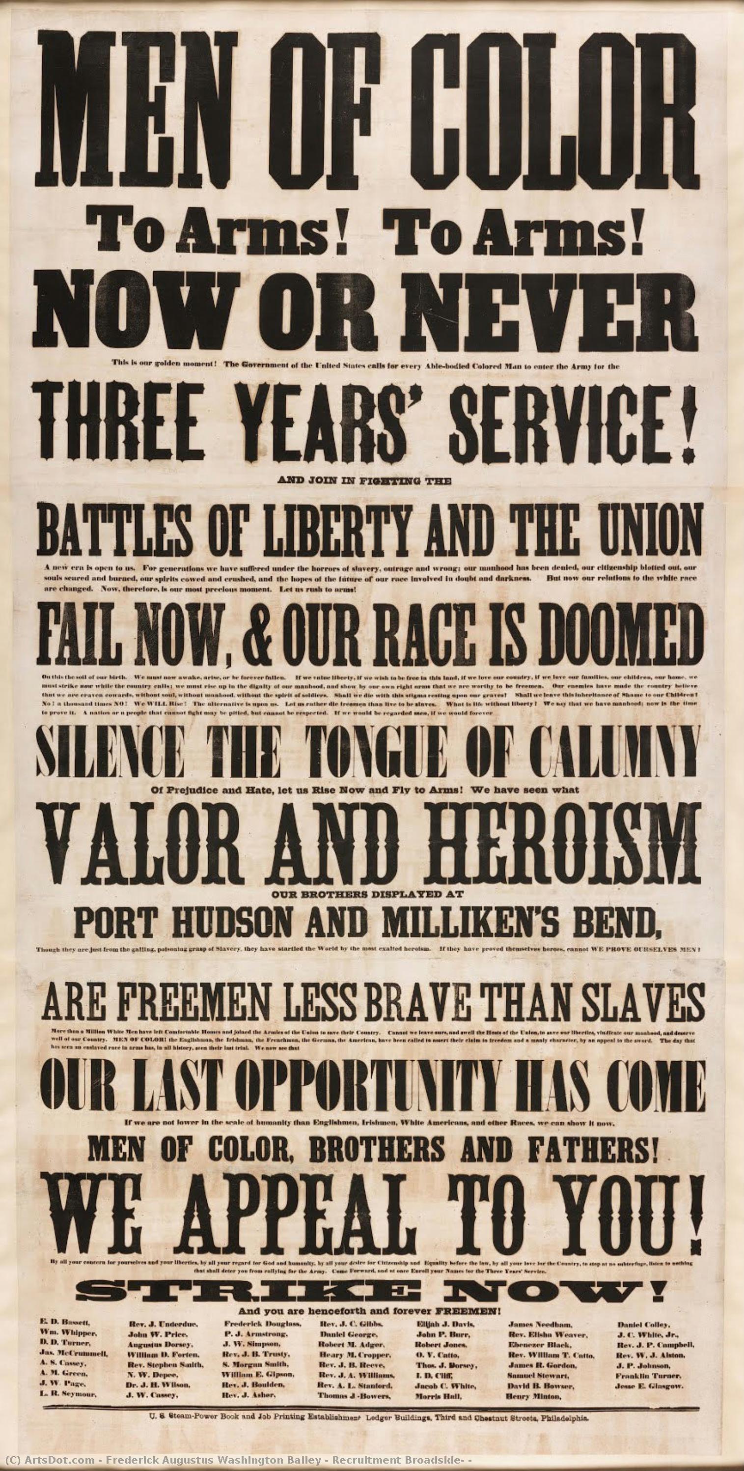 Recruitment Broadside, — Frederick Augustus Washington Bailey
