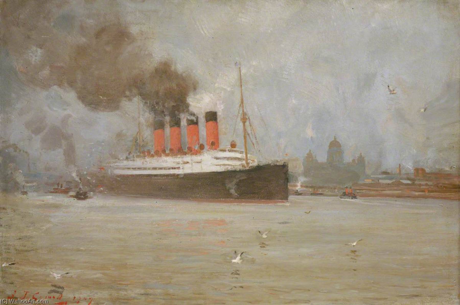 The Steamship 'lusitania' In The Mersey, November 1907 — Frank Thomas Copnall