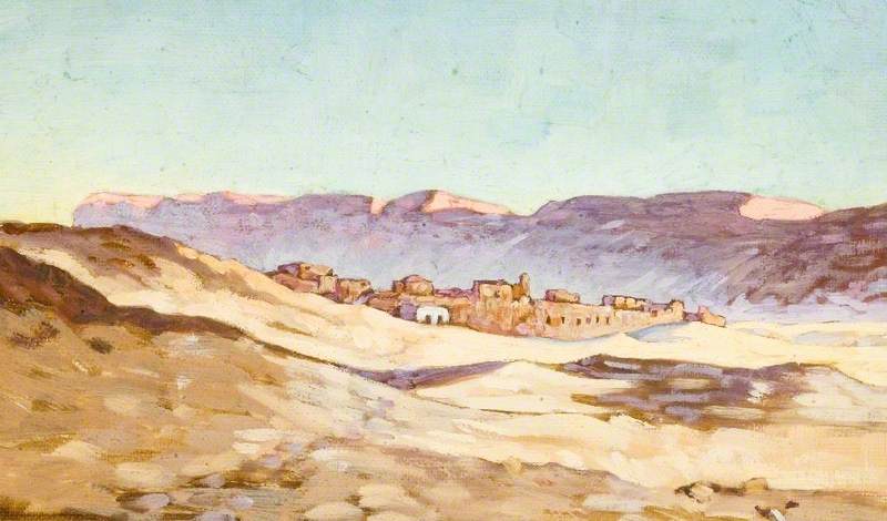 Arab Village With Mountains Beyond — Myrtle Broome