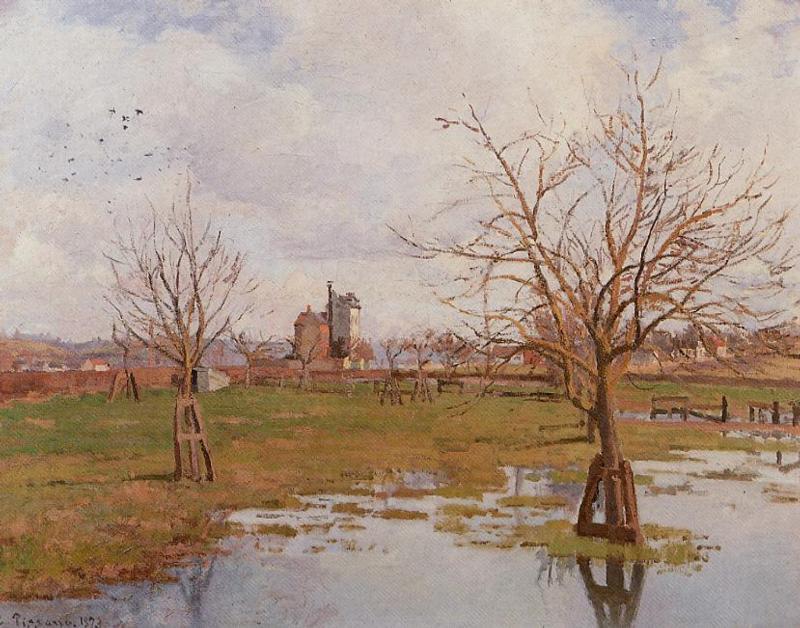 Paisaje Con Campos Inundados — Camille Pissarro