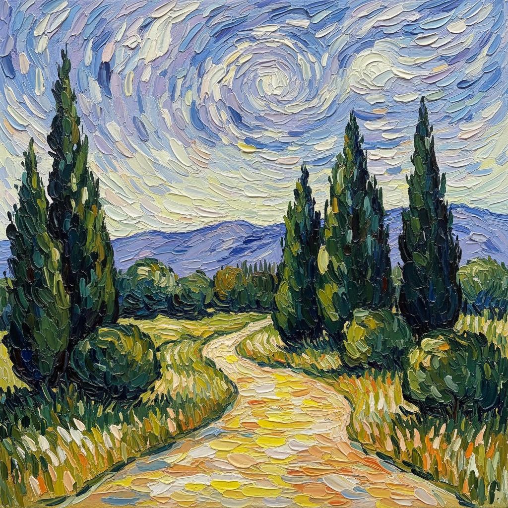Celestial Swirls Above The Ochre Path: A Singular Impasto Vision In Motion — Laurent Mercier