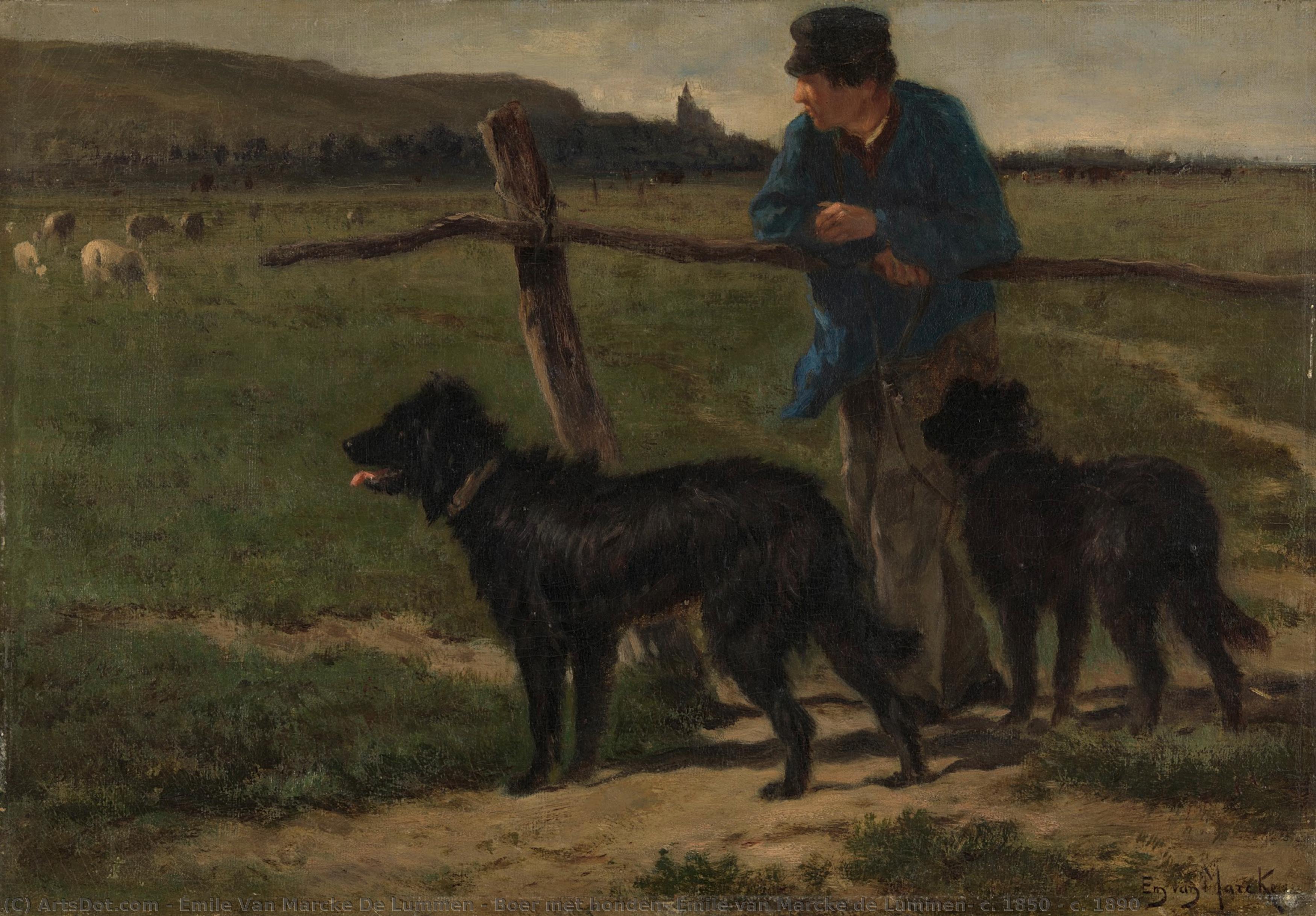 Boer Met Honden, Emile Van Marcke De Lummen, C. 1850 - C. 1890 — Émile Van Marcke De Lummen