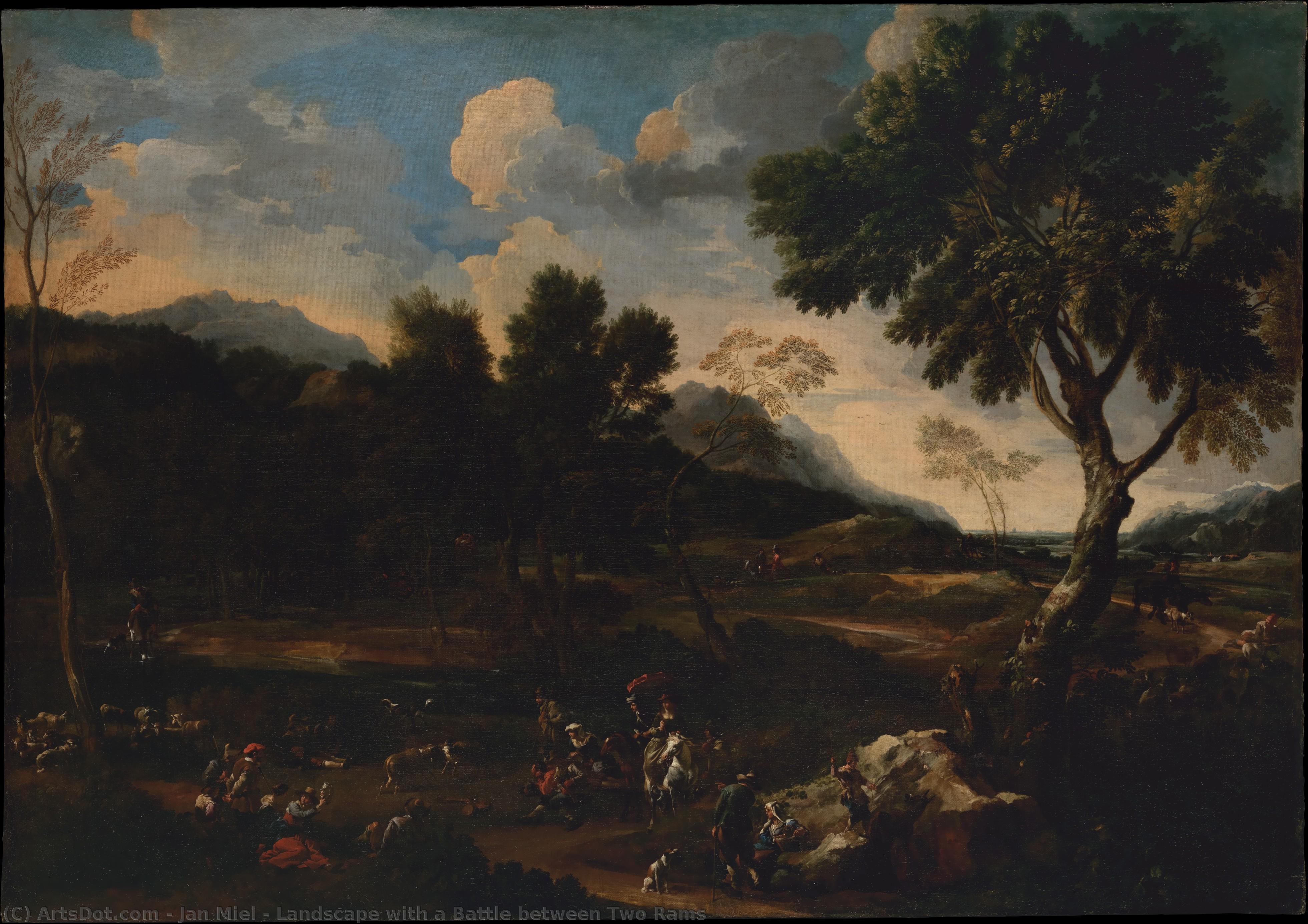 Landscape With A Battle Between Two Rams — Jan Miel