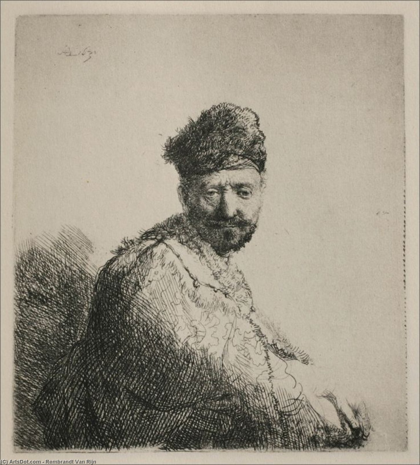 A Man With A Short Beard And Embroidered Cloak — Рембрант
