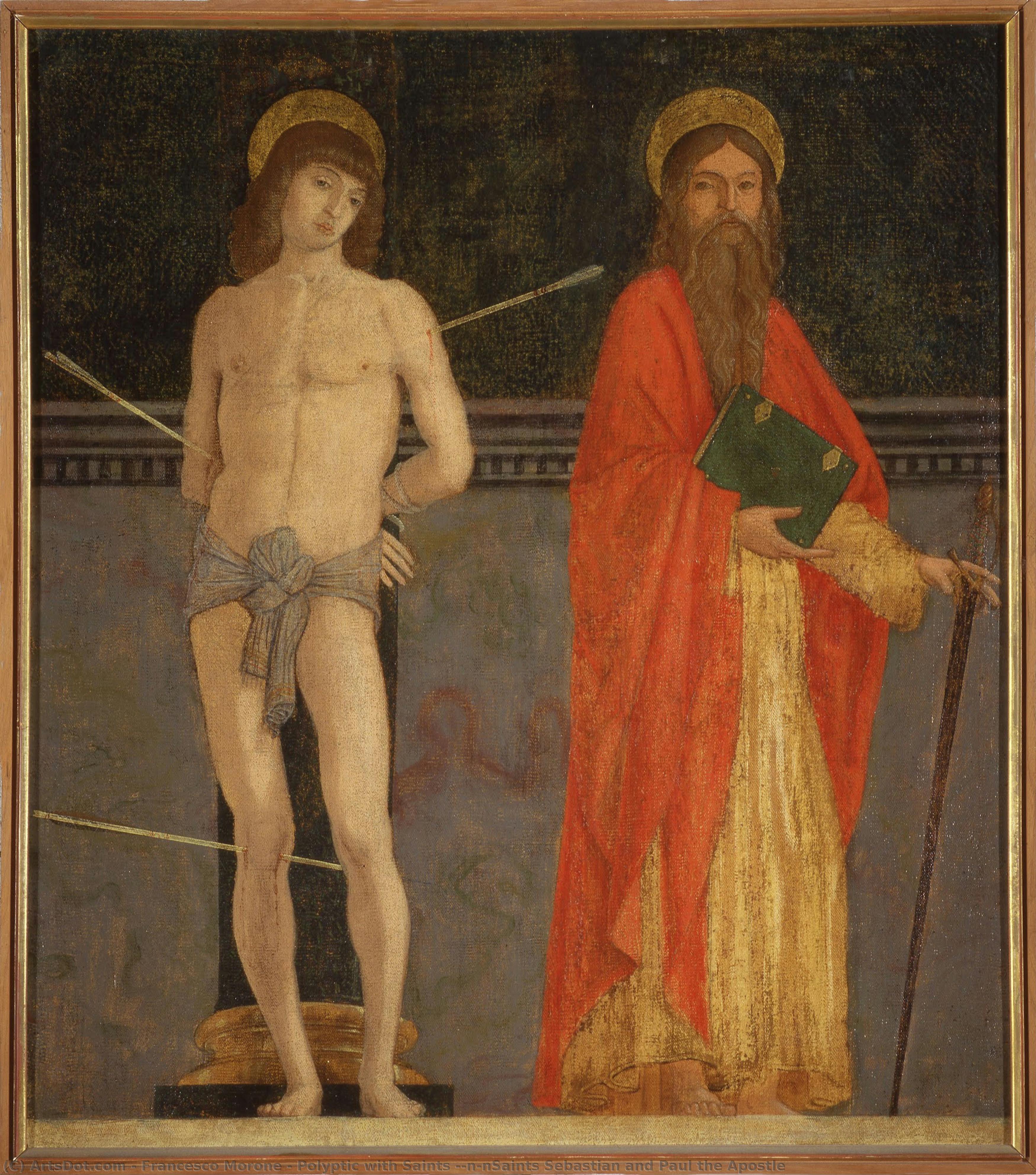 Polyptic With Saints -\n\nsaints Sebastian And Paul The Apostle — Francesco Morone