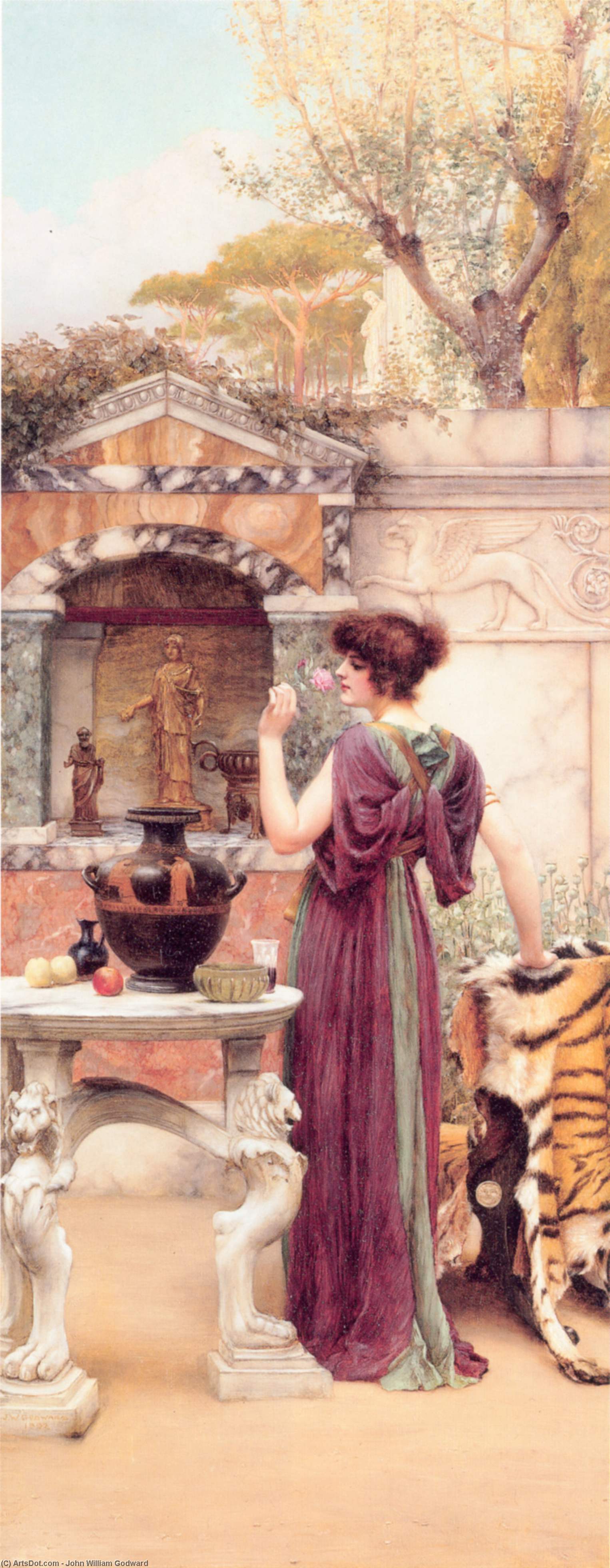 At The Garden Shrine, Pompeii — R.b.a John William Godward
