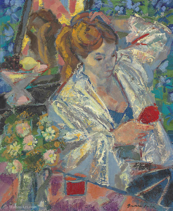 Woman Arranging Her Hair — Emilio Grau Sala
