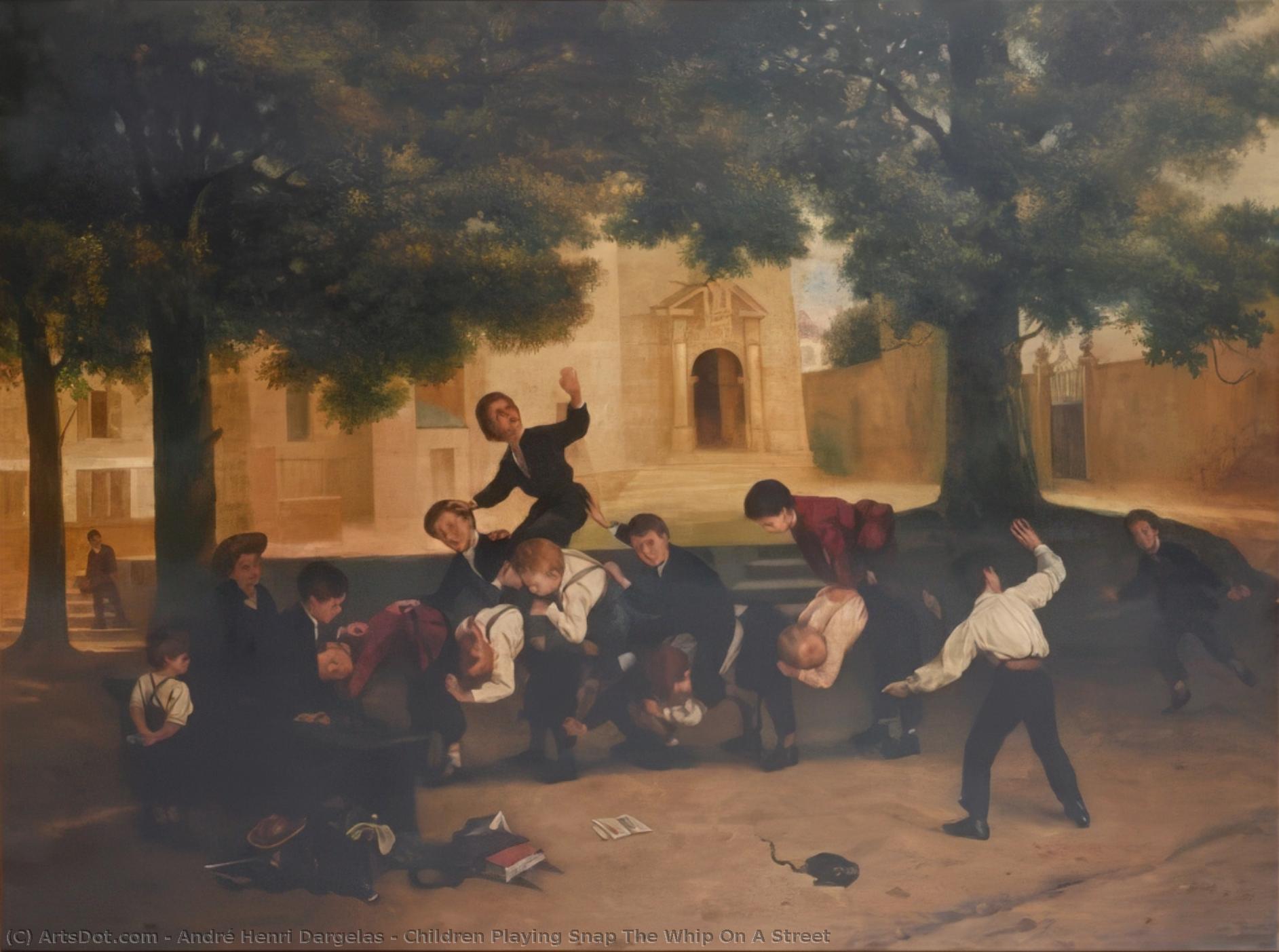 Children Playing Snap The Whip On A Street — Andre Henri Dargelas