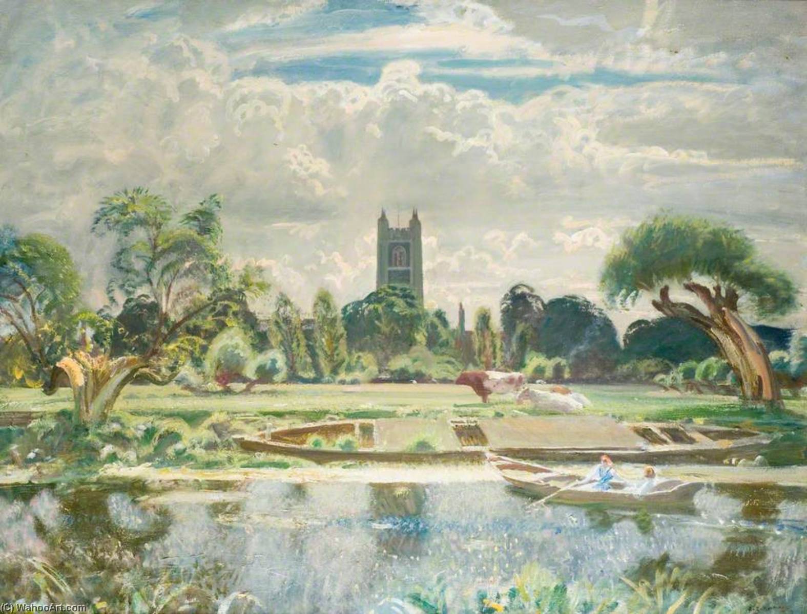 Una Barcaza En El Stour En Dedham — Sir Alfred James Munnings