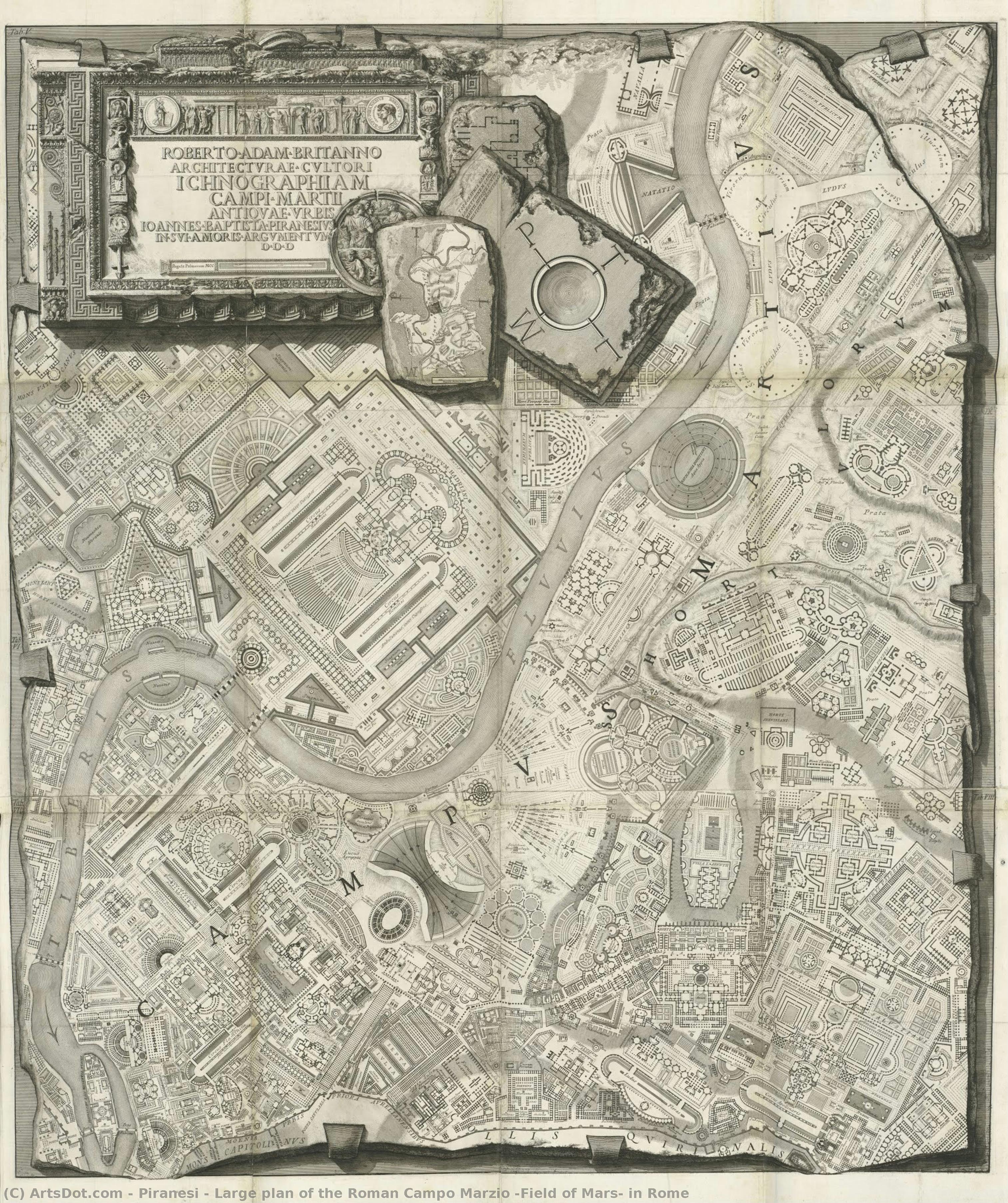 Large Plan Of The Roman Campo Marzio (field Of Mars) In Rome — Giovanni Battista Piranesi