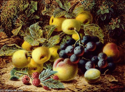 Still Life With Apples, Plums, Grapes And Raspberries — Oliver Clare
