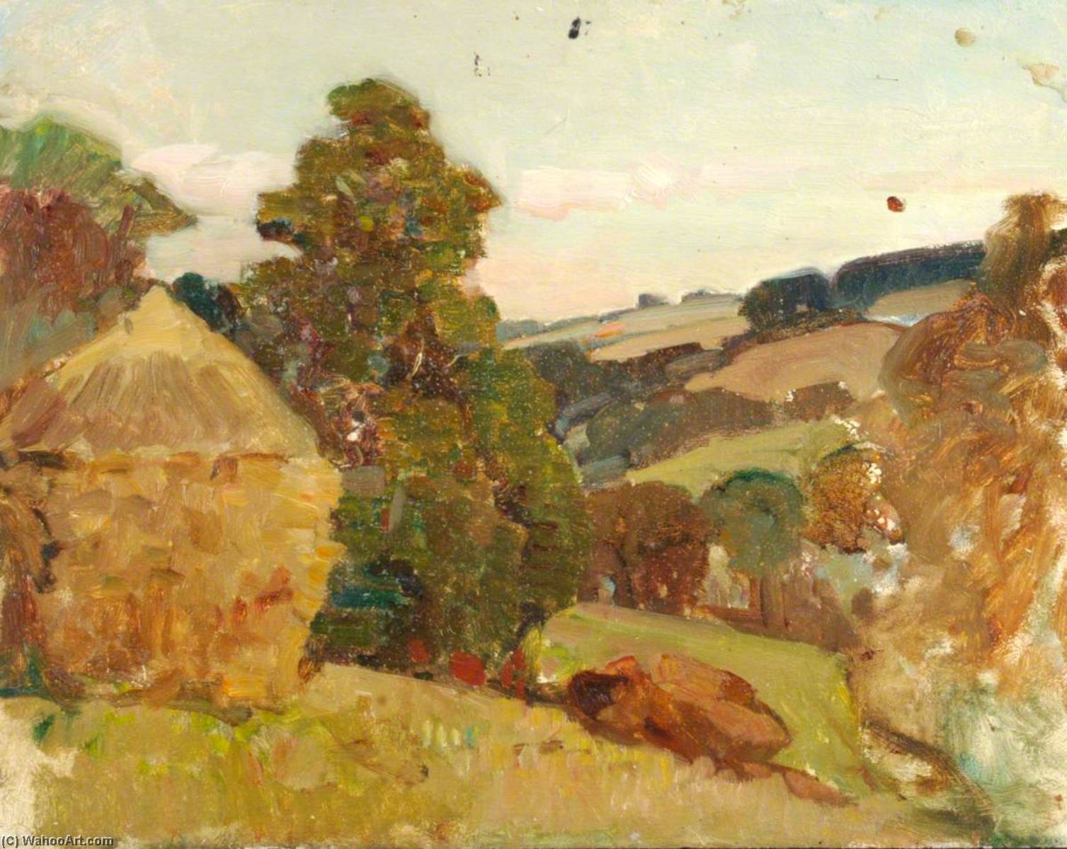 Landscape With Hayricks — Benjamin Hojton