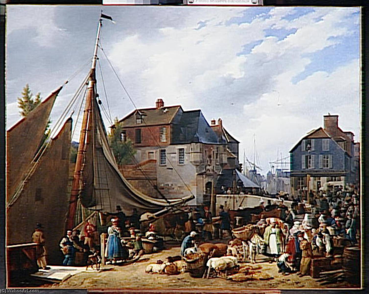 Embarquement De Bestiaux Sur Le Passager Dans Le Port De Honfleur — Auguste Xavier Leprince