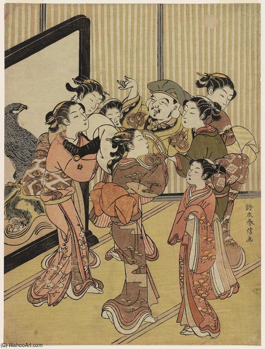 Women Tossing Daikoku In The Air At New Year — Suzuki Harunobu