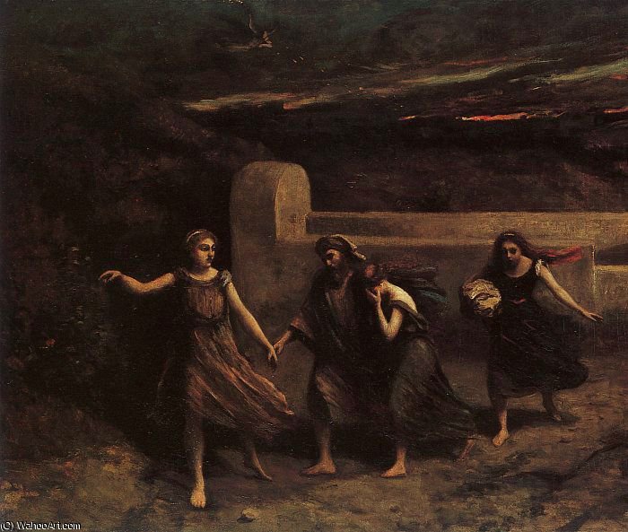 The Destruction Of Sodom, Detail, Reworked Oil O — Jean-baptiste-camille Corot