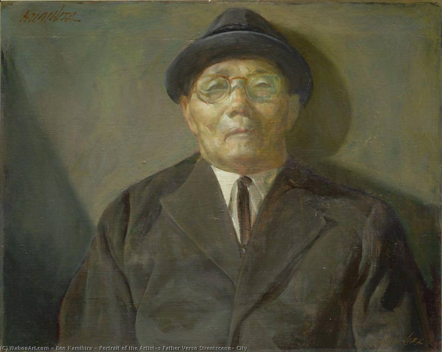 Portrait Of The Artist's Father Verso Streetscene, City — Ben Kamihira