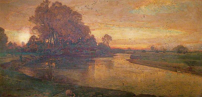 View On The Thames, Evening, When Swallows Homeward Fly — Harry Goodwin