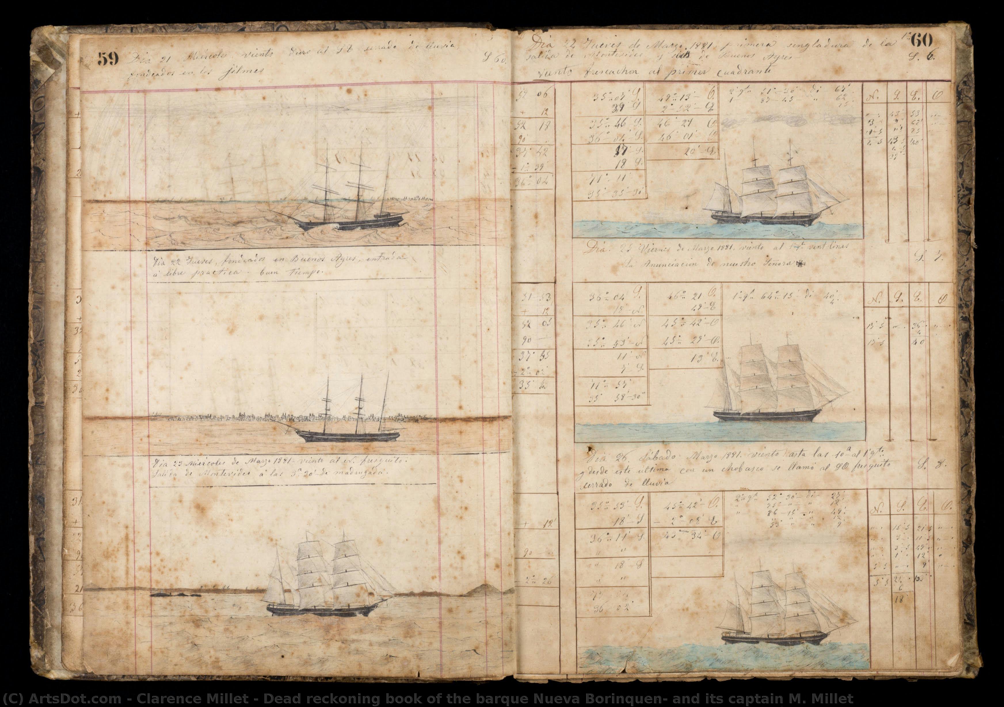 Dead Reckoning Book Of The Barque Nueva Borinquen, And Its Captain M. Millet — Clarence Millet