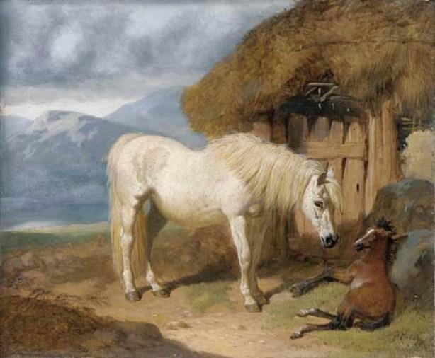 A Mare And Foal By A Bothy — John Frederick Herring Senior