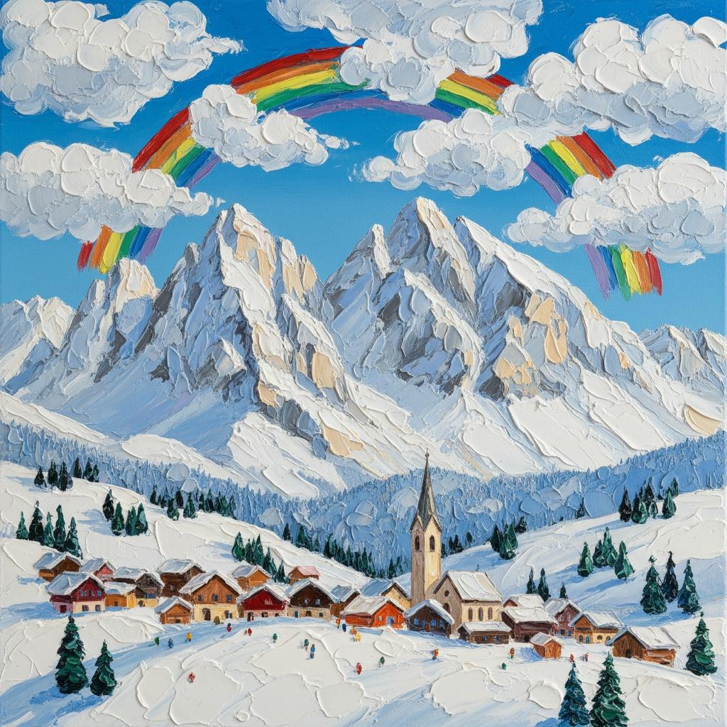 Spektrale Gelassenheit Über Den Gefrorenen Gipfeln: Ein Einzigartiges Impasto-meisterwerk — David Moreau