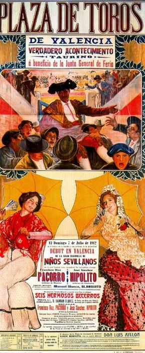 Bullfighting Poster, Plaza De Toros De Valencia 1 — José Mongrell Torrent