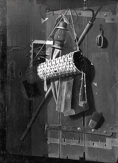 Fishhouse Door With Eel Basket, (painting) — John Frederick Peto