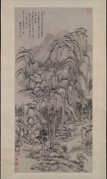 清 王原祁 倣吳鎮山水圖 軸 Landscape After Wu Zhen — Wang Yuanqi