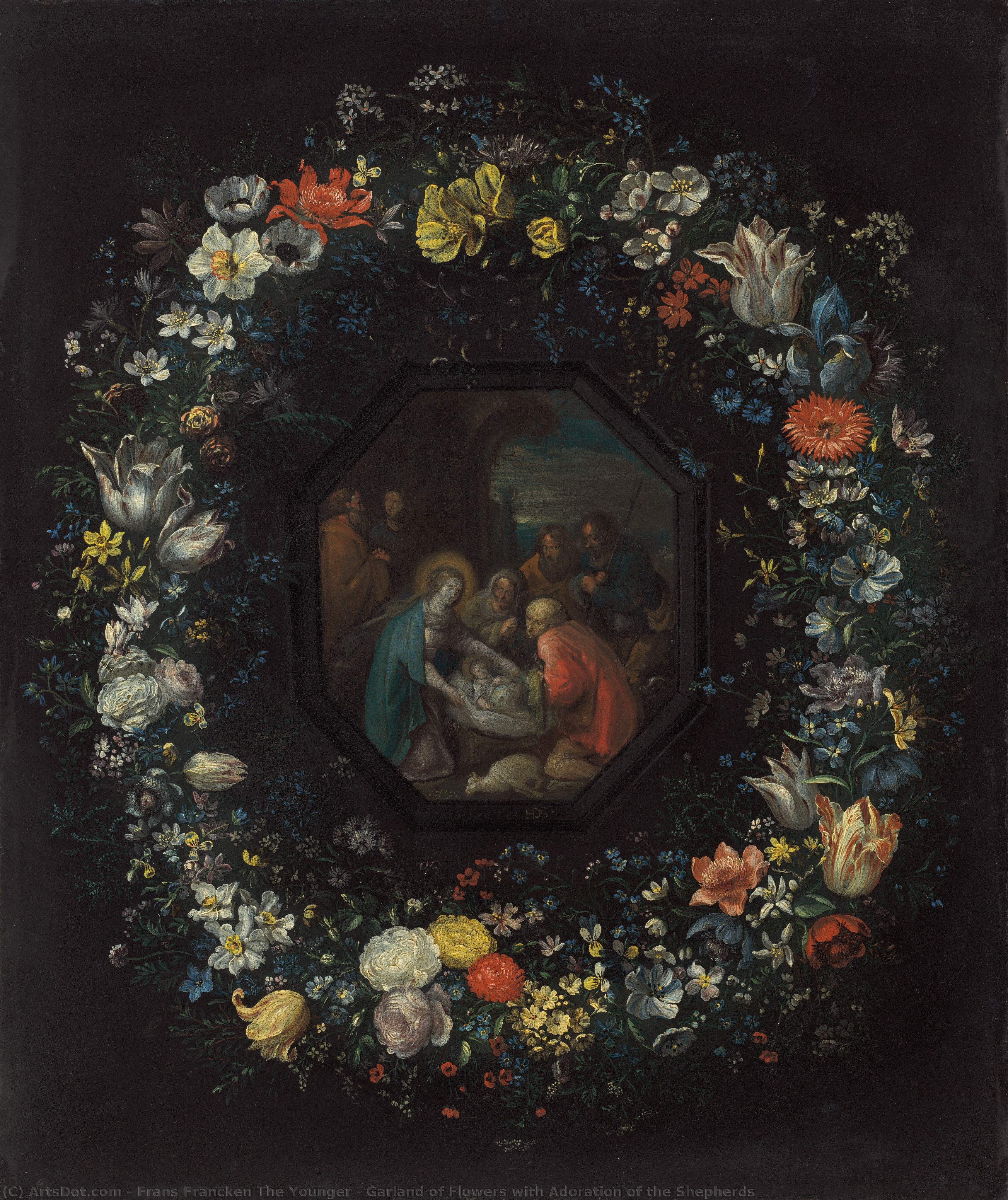 Garland Of Flowers With Adoration Of The Shepherds — Frans Franken Mlađi