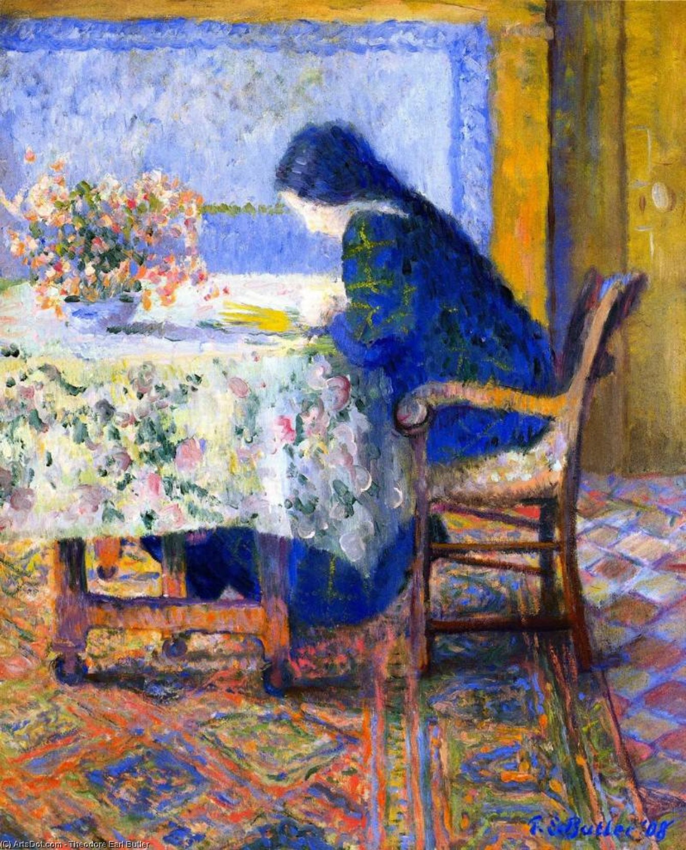 Lili Butler Reading At The Butler House, Giverny — Theodore Earl Butler
