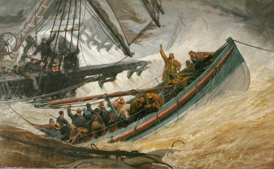 Lifeboat 'james Pearce' Rescuing Crew From A Shipwreck — Joseph Nash The Younger