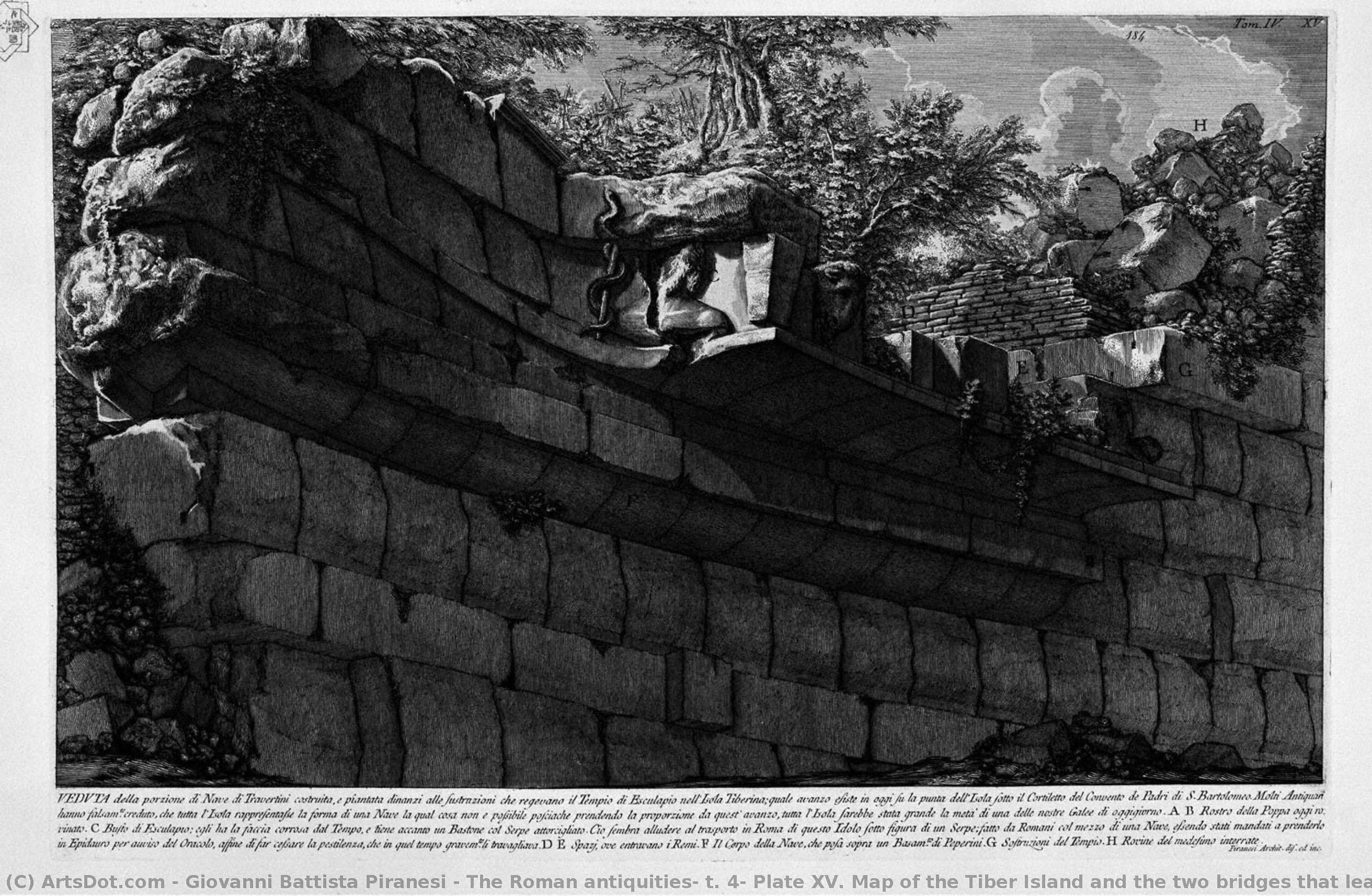 The Roman Antiquities, T. 4, Plate Xv. Map Of The Tiber Island And The Two Bridges That Lead To It. — Giovanni Battista Piranesi