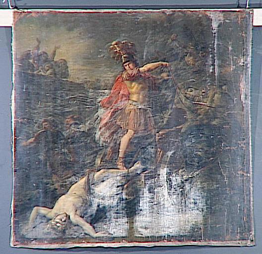Achille Trainant Le Corps D'hector Devant Les Murs De Troie Et Sous Les Yeux De Priam Et D'hécube, Qui Implorent Le Vainqueur — Antoine Callet