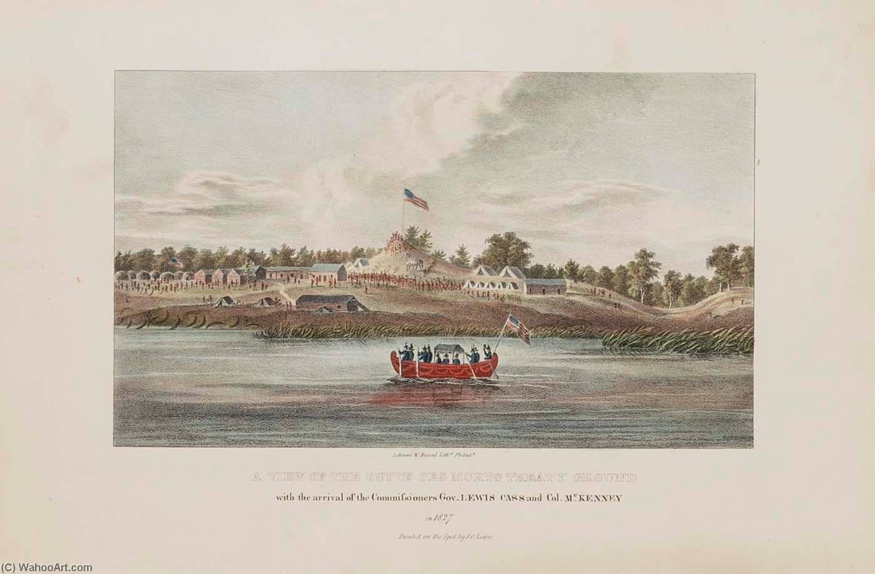 A View Of The Butte Des Morts Treaty Ground With The Arrival Of The Commissioners Gov. Lewis Cass And Col. Mckenny, From The Aboriginal Portfolio — James Otto Lewis