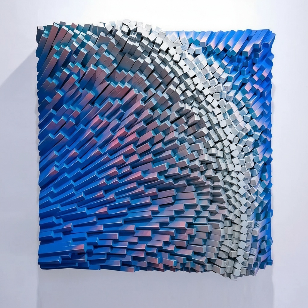 Abstract Wave Wood Wall Sculpture - 80x80cm Modern Home Decor