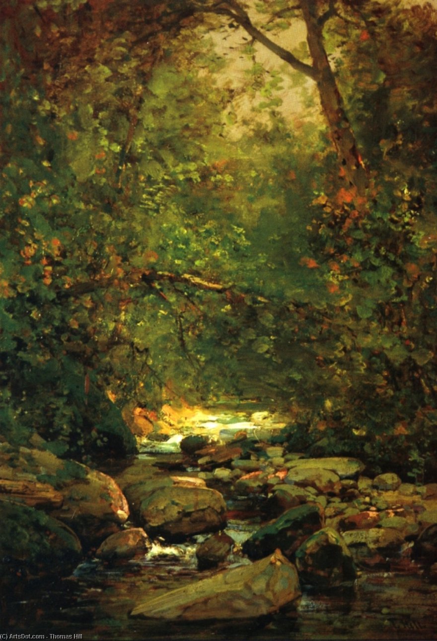 Stream In Forest Winter — Томас Хилл