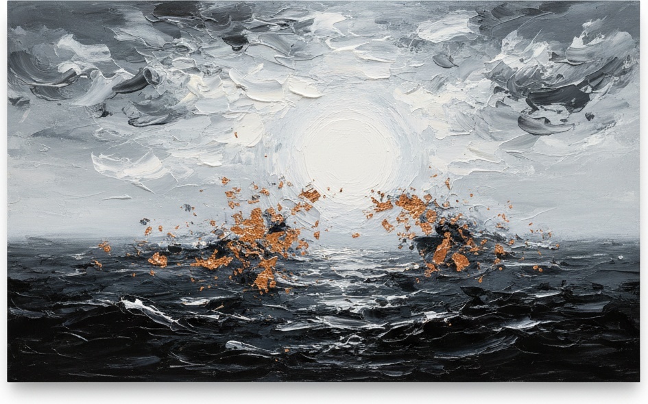 Celestial Alchemy: The Monumental Resonance Of Gilded Light And Obsidian Tides — David Moreau