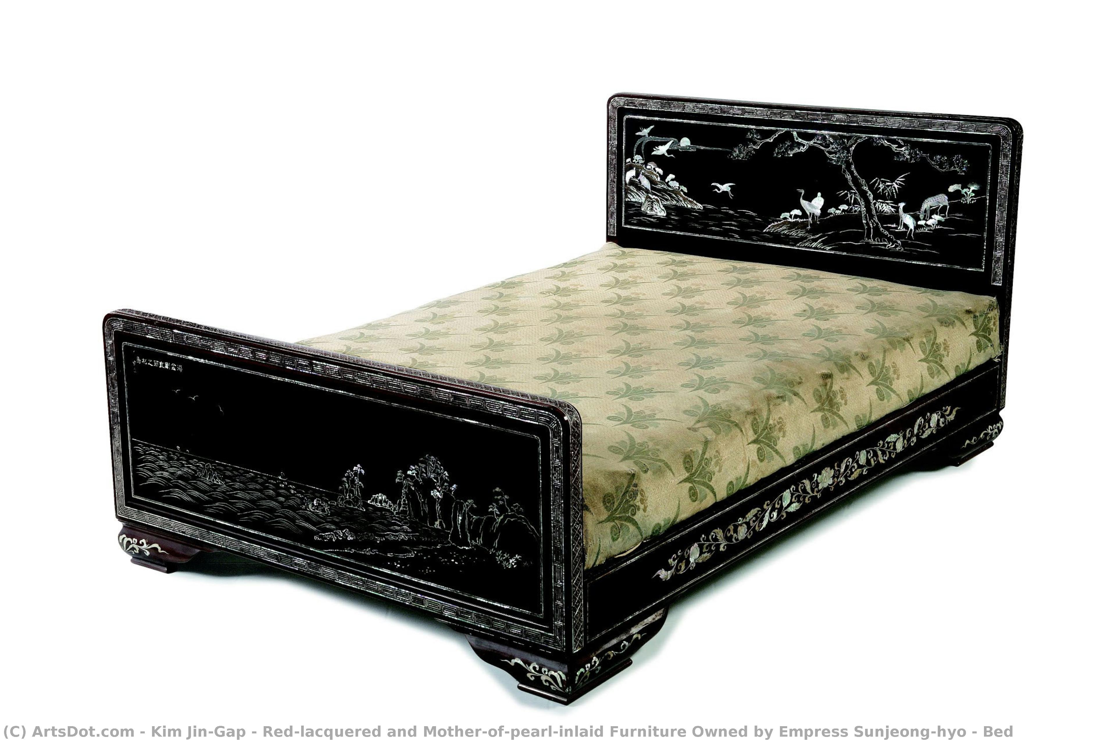 Red-lacquered And Mother-of-pearl-inlaid Furniture Owned By Empress Sunjeong-hyo : Bed — Kim Jin-gap