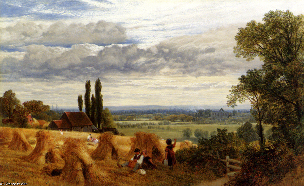 Harvesting Near Newark Priory Ripley Surrey — Frederick William Hulme