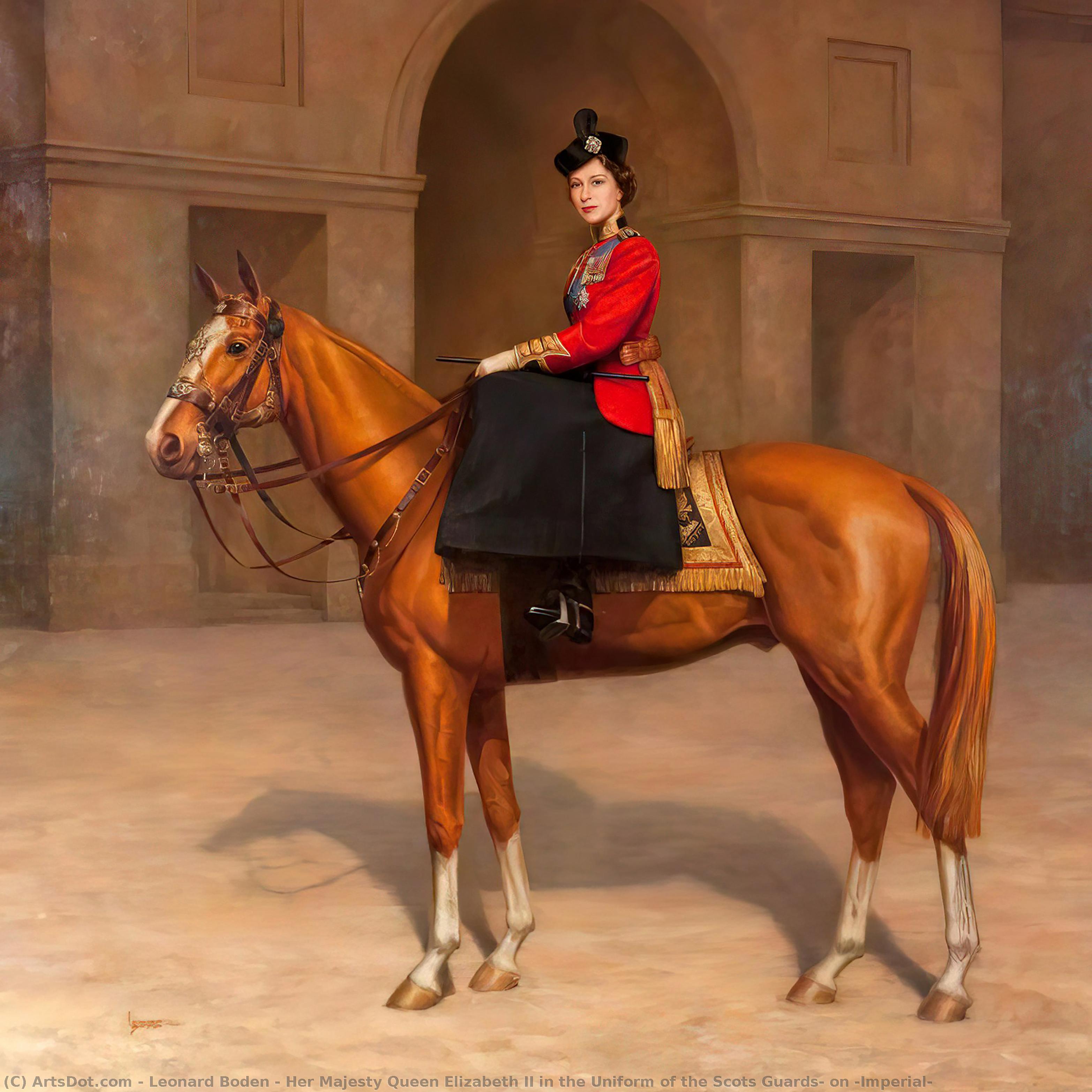 Her Majesty Queen Elizabeth Ii In The Uniform Of The Scots Guards, On 'imperial' — Leonard Boden