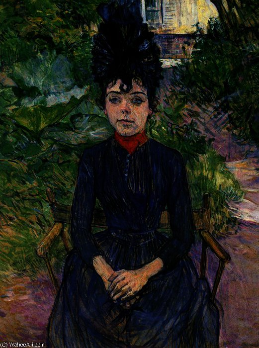 Justine Dieuhl Seated In The Garden Of Forest — Henri De Toulouse-lautrec