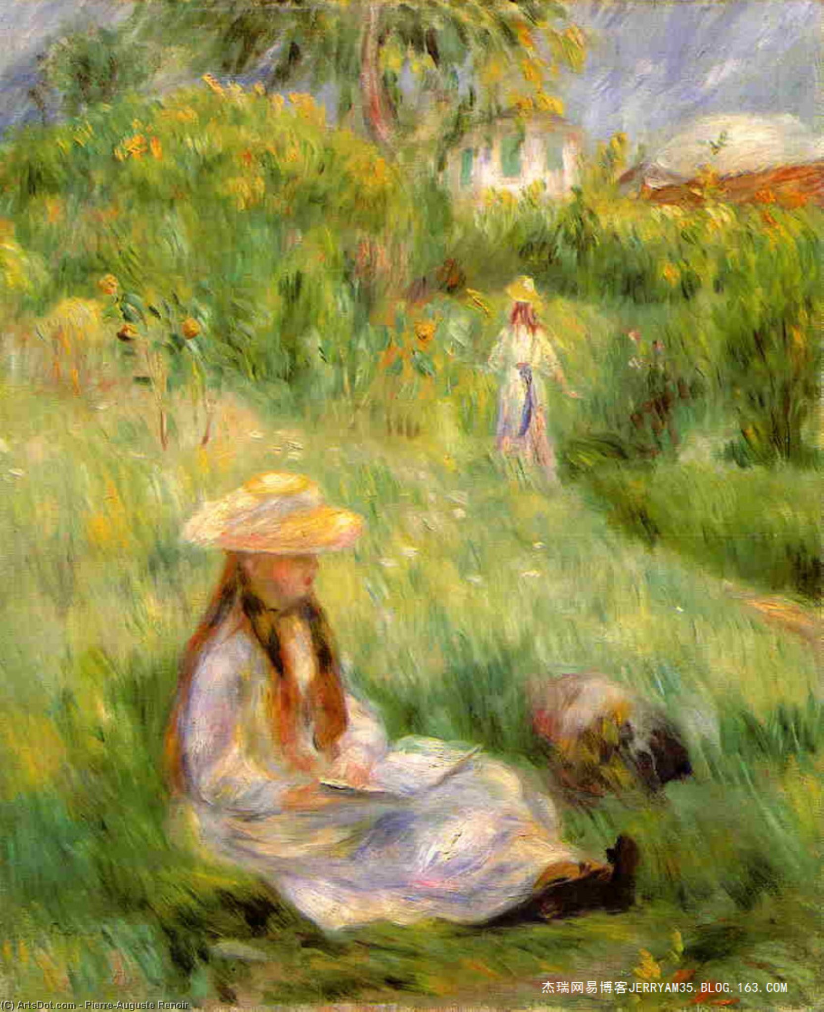 Young Girl In The Garden At Mezy — Pierre-auguste Renoir