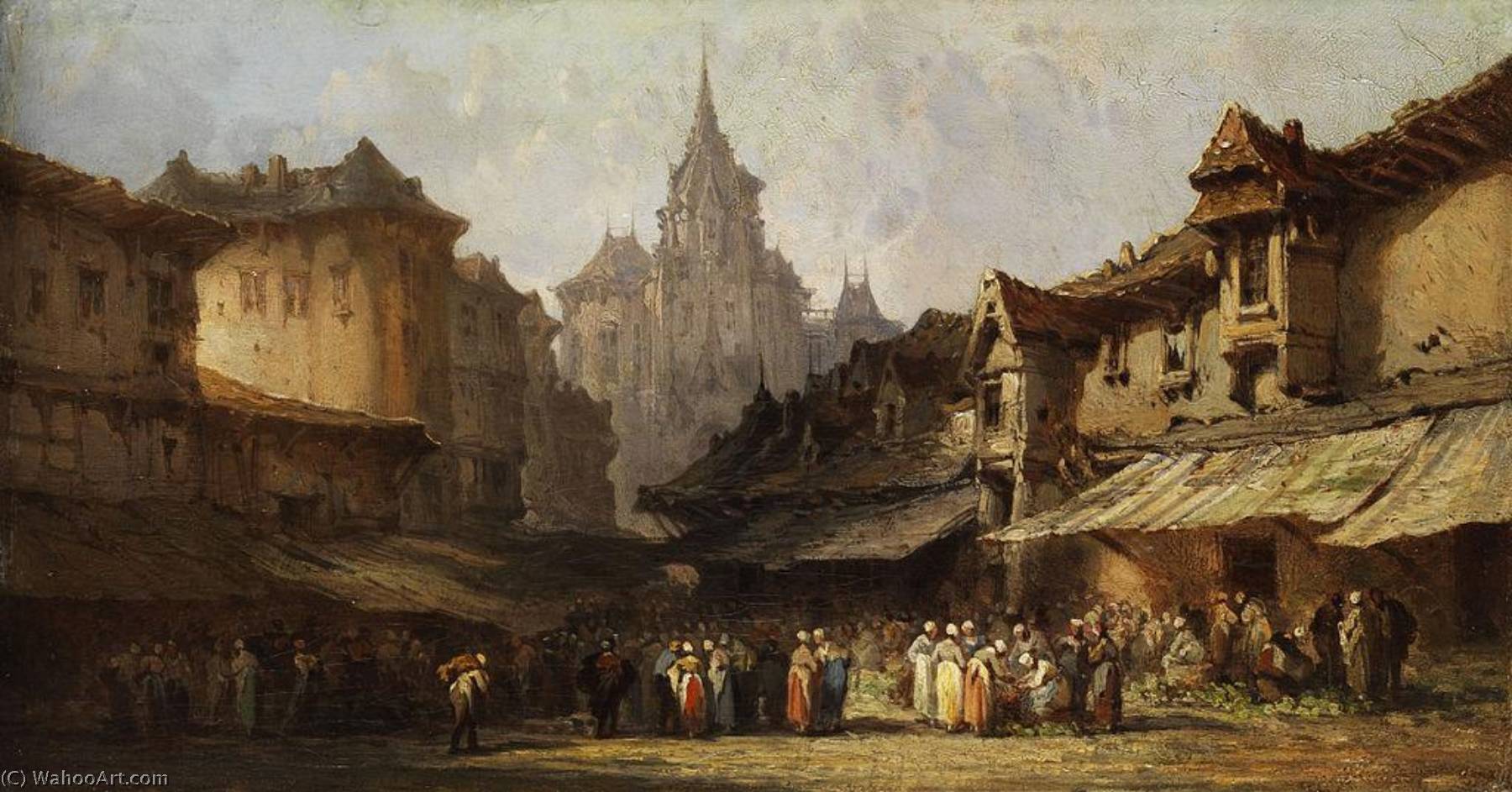 Market Place In A Small Town — Eugène Isabey